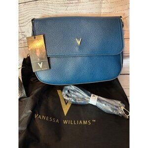 Vanessa Williams NWT Navy Crossbody Pebbled Handbag With Dust Cover Nice